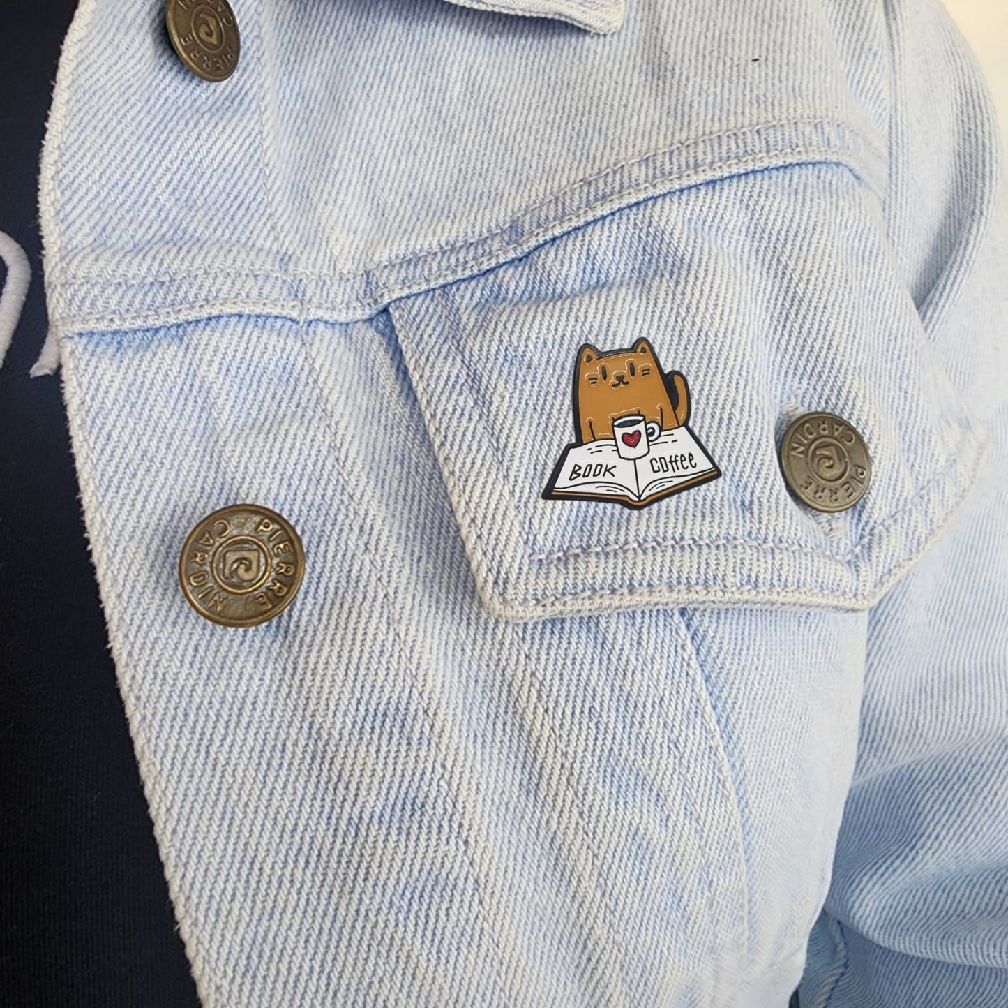 Pin cat book and coffee