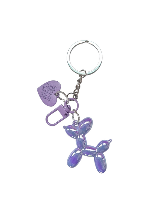 Llavero de perrito brillante lila