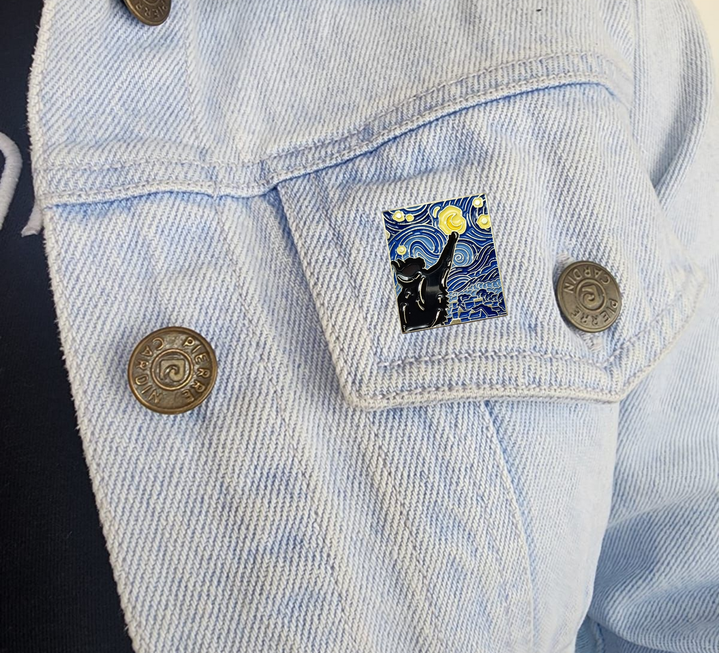 Pin noche estrellada con gato