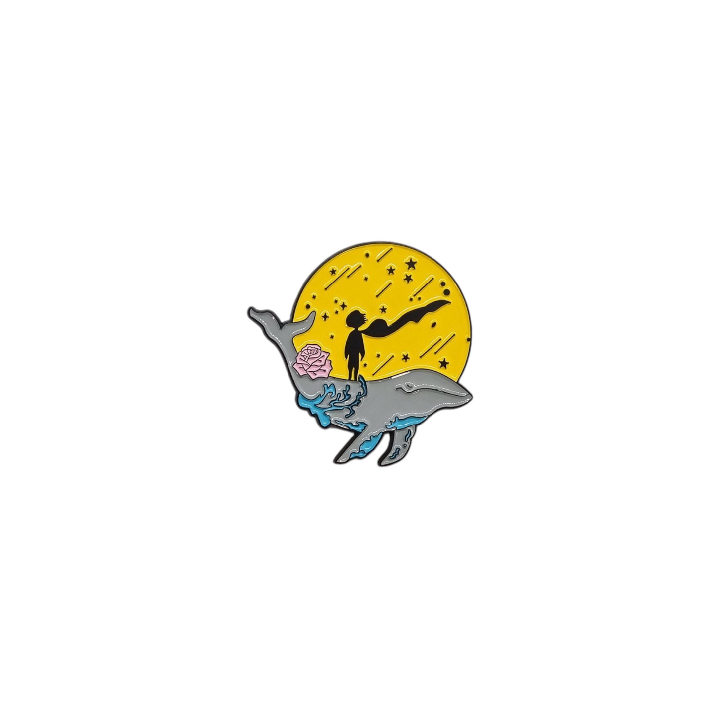 Pin principito en la luna sobre ballena
