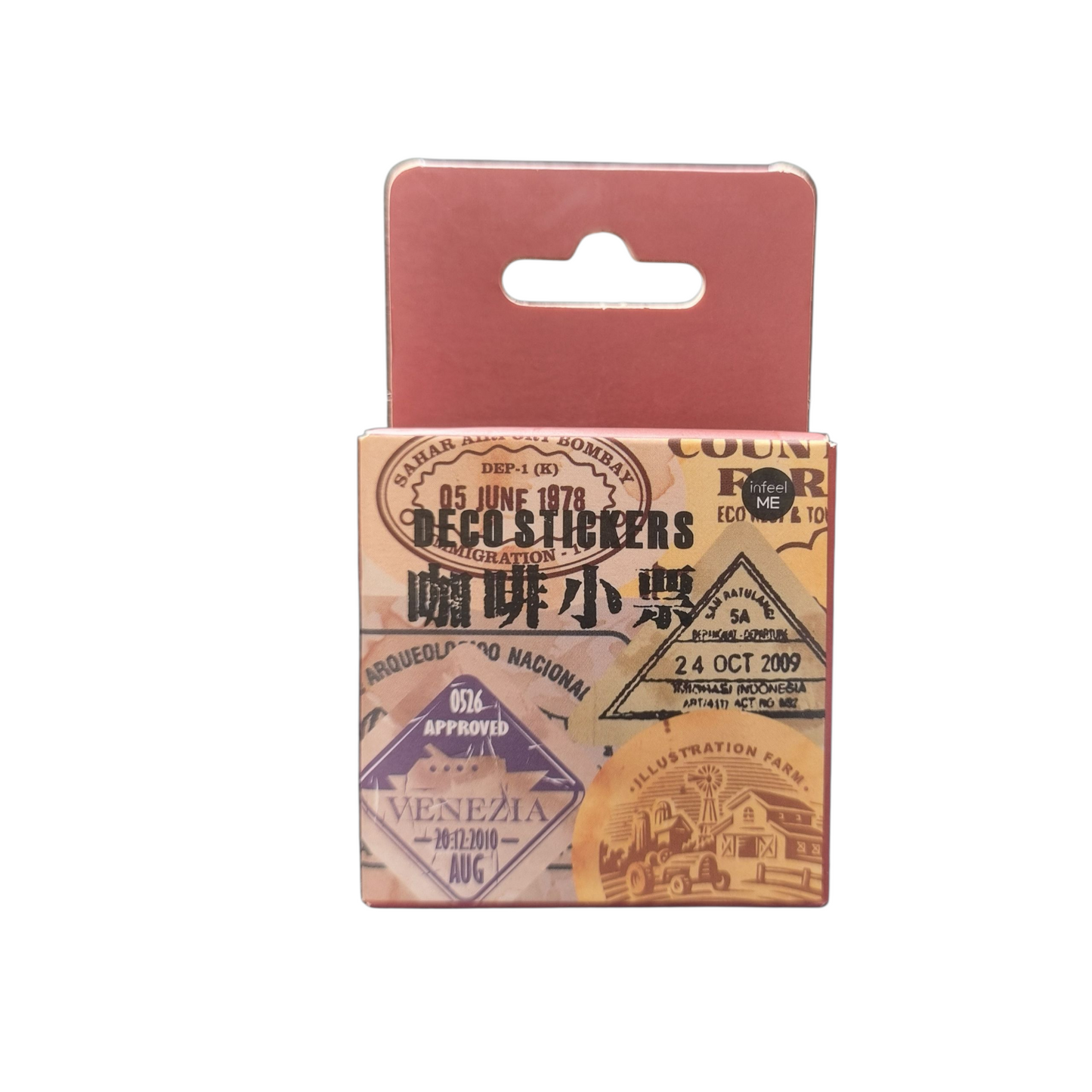 Cajita de stickers sellos de pasaporte