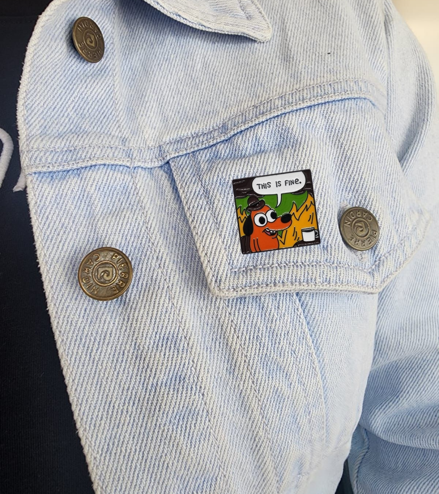 Pin perrito en llamas this is fine