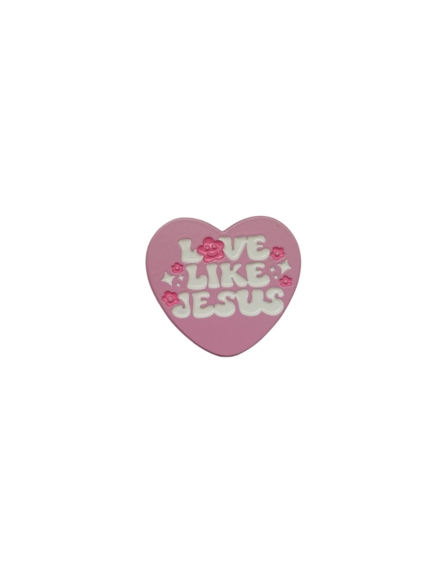 Pin corazon rosa "Love like jesus"
